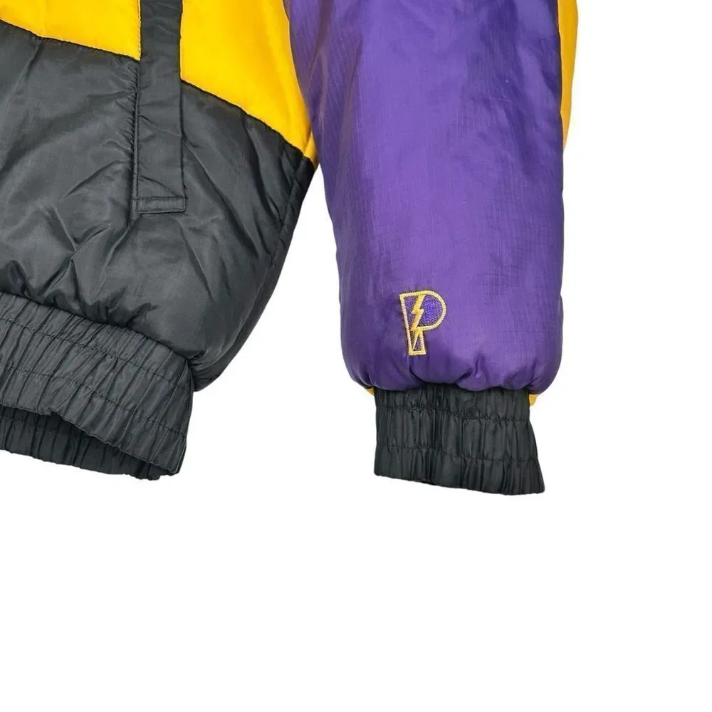 Rare Vintage PRO PLAYER Los Angeles Lakers Color Block Puffer Jacket 90s Large